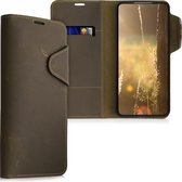 kalibri telefoonhoesje voor Samsung Galaxy S21 - Hoesje met pasjeshouder en standaard - bruin - Wallet case