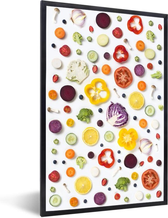 Photo encadrée - Légumes sur un cadre photo de table noir sans passe partout 40x60 cm - Affiche encadrée (Décoration murale salon / chambre)