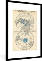 Fotolijst incl. Poster - Gletsjers op vintage wereldkaart - 80x120 cm - Posterlijst