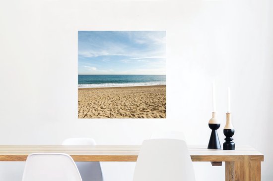 Poster Empreintes de pas dans le sable sur une plage tropicale 75x75 cm - Tirage photo sur Poster (décoration murale salon / chambre) / Poster Paysages / Mer et plage