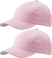 2x stuks lichtroze baseball cap 100% katoen - Voordelige roze petjes/caps voor volwassenen