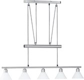 LED Hanglamp - Hangverlichting - Nitron Stomun - E14 Fitting - 5-lichts - Rechthoek - Mat Nikkel - Aluminium