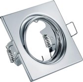 Spot Armatuur GU10 - Trinon - Inbouw Vierkant - Glans Chroom Aluminium - Kantelbaar 80mm