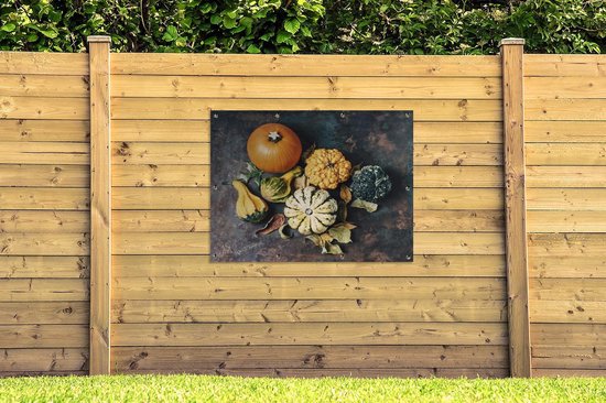 Affiche de jardin Citrouilles sur fond rouillé - 120x90 cm
