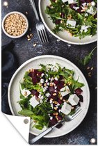 Tuinposter - Tuindoek - Tuinposters buiten - Salade met feta kaas - 80x120 cm - Tuin