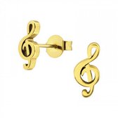Zilveren oorbellen | Oorstekers | Gold plated oorstekers, G sleutel