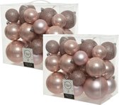 52x stuks kunststof kerstballen lichtroze (blush) 6-8-10 cm - Onbreekbare plastic kerstballen