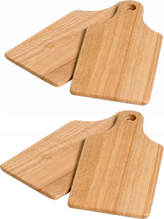 Set van 4x stuks snijplanken/serveerplanken van hout 28 x 14 cm -... |  bol.com