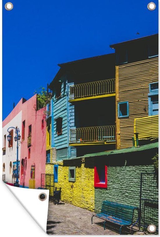 Rue colorée dans le quartier sud-américain de La Boca Garden poster 60x90 cm - Toile de jardin / Toile d'extérieur / Peintures pour l'extérieur (décoration de jardin)