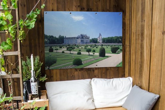 Affiche jardin - Toile jardin - Posters de jardin extérieur - Journée ensoleillée au Kasteel de Chenonceau en France - 120x90 cm - Jardin