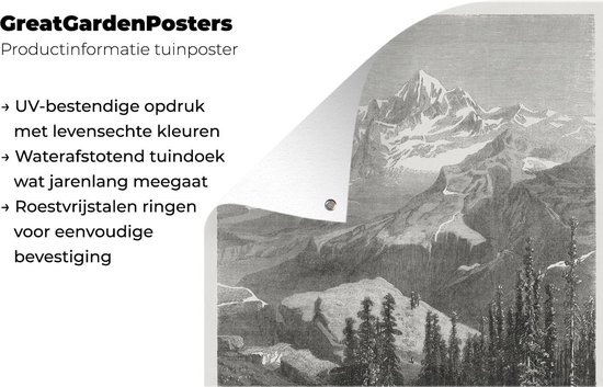 Affiche de jardin - Toile de jardin - Posters de jardin extérieur - Une illustration antique du mont Everest de 1877 - 90x120 cm - Jardin