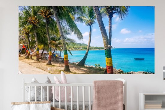 Sticker Muursticker Colombie - Palmiers sur la plage de Colombie - 160x80 cm - film adhésif autocollant - sticker mural repositionnable