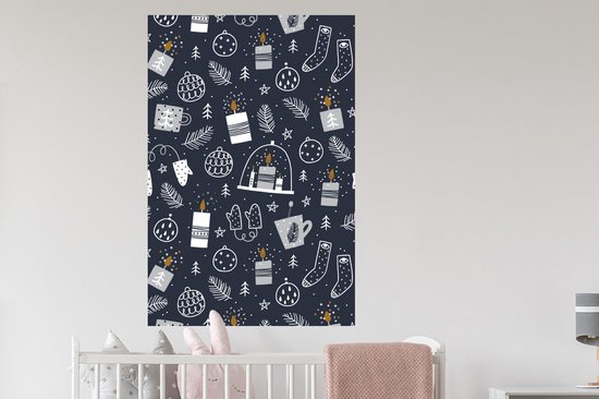 Sticker Muursticker Motif chambre d'enfant - Motif enfant avec bougies et autres trucs d'hiver - 80x120 cm - film adhésif autocollant - sticker mural repositionnable