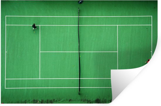 Foto: Muurstickers sticker folie twee tennisspelers die een potje tennis spelen 90x60 cm plakfolie muurstickers kinderkamer zelfklevend behang zelfklevend behangpapier stickerfolie
