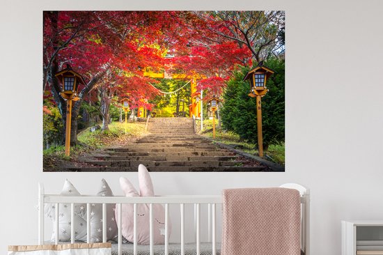 Sticker Muursticker Art asiatique - Jardin japonais par nature - 120x80 cm - feuille autocollante - sticker mural repositionnable