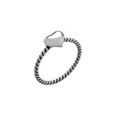 Zilveren ring dames | Zilveren ring, gedraaide met hart
