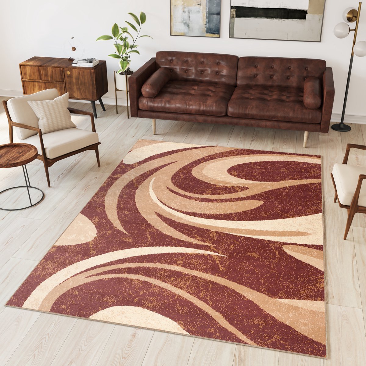 Tapiso Dream Vloerkleed Bruin Beige Modern Woonkamer Tapijt Maat- 180x250
