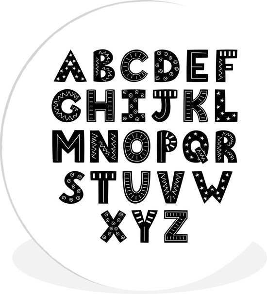Illustration alphabet avec lettres décorées et noires Plaque murale en plastique - ⌀ 30 cm - peinture ronde - impression photo sur cercle mural en plastique (forex) / cercle vivant / (décoration murale)