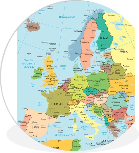 Cercle mural - Plastique - Carte - Europe - Politique - ⌀ 140 cm