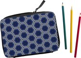 Teken Etui met inhoud 32-delig Blauwe Hexagons (liggend)