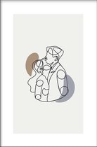 Walljar - Hug Line Art - Muurdecoratie - Poster met lijst
