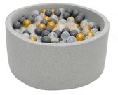 Ballenbak Grijs 90x40 met 250 ballen Grijs, Transparant, Goud