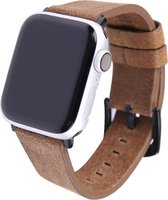 Geschikt voor Apple Watch bandje 42 / 44 / 45 mm - Series 1 2 3 4 5 6 7 SE - Smartwatch iWatch horloge band - 42mm 44mm 45mm - Fungus - Leer - Zwart - Breed