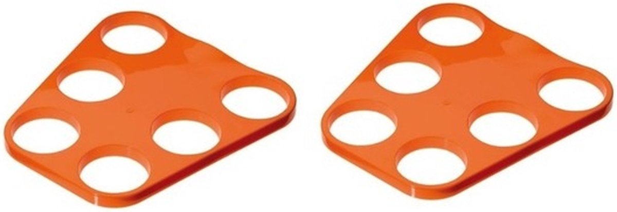 2x Oranje plastic bier trays 6 biertjes - Bierblad - Biertray - Holland/Oranje artikelen