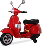 Rood Vespa PX150, elektrische scooter voor kinderen 12V 4.5Ah, 1 plaats met radio