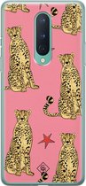 OnePlus 8 hoesje siliconen - The pink leopard | OnePlus 8 case | Roze | TPU backcover transparant