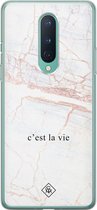 OnePlus 8 hoesje siliconen - C'est la vie | OnePlus 8 case | Bruin/beige | TPU backcover transparant