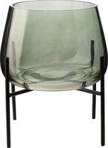 Glazen vaas groen met standaard 17cm | Gusta