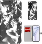 Voor Huawei P50 Pro Cloud Fog Pattern Horizontal Flip Leather Case met houder & kaartsleuf & portemonnee (zwart)