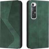 Voor Xiaomi Mi 10S Skin Feel Magnetisch S-type Effen Kleur Horizontale Flip Lederen Case met Houder & Kaartsleuf & Portemonnee (Groen)