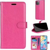 Pure kleur horizontale flip PU lederen tas met houder & kaartsleuven & portemonnee & fotolijst voor iPhone 12 Pro Max (rose rood)