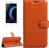 Voor Huawei Honor V8 Litchi Texture Horizontale Flip Leren Case met Magnetische Gesp & Houder & Kaartsleuven & Portemonnee (Bruin)