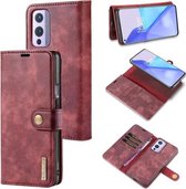 Voor OnePlus 9 DG.MING Crazy Horse Texture Flip Afneembaar Magnetisch Leren Hoesje met Houder & Kaartsleuven & Portemonnee (Rood)