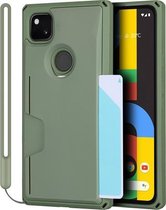 Voor Google Pixel 4a Armor schokbestendig TPU + pc-hardcase met kaartsleufhouder Funtion (groen)