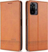 Voor Xiaomi Redmi Note 10 Pro AZNS Magnetische Kalf Textuur Horizontale Flip Leren Case met Kaartsleuven & Houder & Portemonnee (Lichtbruin)