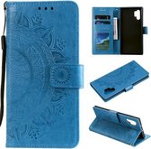 Voor Samsung Galaxy A32 5G Totem Bloem Reliëf Horizontale Flip TPU + PU Leren Case met Houder & Kaartsleuven & Portemonnee (Blauw)