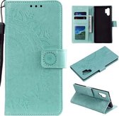 Voor Samsung Galaxy Note10 Plus Totem Bloem Reliëf Horizontale Flip TPU + PU Leren Case met Houder & Kaartsleuven & Portemonnee (Groen)