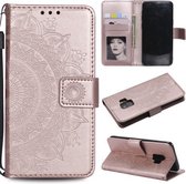 Voor Samsung Galaxy S9 Totem Bloem Reliëf Horizontale Flip TPU + PU Leren Case met Houder & Kaartsleuven & Portemonnee (Rose Goud)