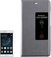 Voor Huawei P9 Plus horizontale lederen flip-hoes met touch-oproepweergave-ID & slaap- / wekfunctie (grijs)