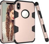 Contrastkleur siliconen + pc schokbestendig hoesje voor iPhone XS Max (goud + zwart)