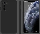 Voor Samsung Galaxy S21 + 5G effen kleur imitatie vloeibare siliconen rechte rand valbestendige volledige dekking beschermhoes (zwart)