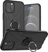 Machine Armor Bear Shockproof PC + TPU beschermhoes met ringhouder voor iPhone 12 Pro Max (zwart)