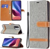 Voor Xiaomi Mi 11i / Poco F3 / Redmi K40 Kleuraanpassing Denim Textuur Horizontale Flip Leren Case met Houder & Kaartsleuven & Portemonnee & Lanyard (Grijs)