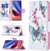 Voor Xiaomi Mi 11i / Poco F3 / Redmi K40 Gekleurde Tekening Patroon Horizontale Flip Leren Case met Houder & Kaartsleuven & Portemonnee (Peach Blossom Butterfly)