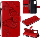 Voor Xiaomi Redmi Note 10 Pro 4G Pressed Printing Butterfly Pattern Horizontale Flip PU lederen tas met houder & kaartsleuven & portemonnee & lanyard (rood)