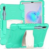 Voor Samsung Galaxy Tab S6 T860 3-laags beschermingsschermframe + pc + siliconen schokbestendige combinatiebehuizing met houder (mintgroen)